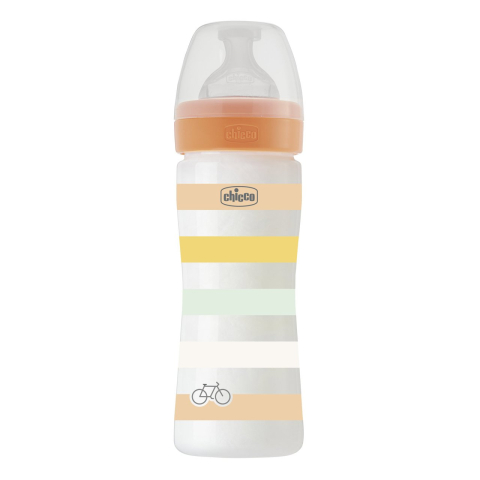 Alaptare artificiala;Biberoane din PP 0% BPA - Biberon Chicco WellBeing PP, tetina s., flux mediu, 250ml, orange, 2luni+
