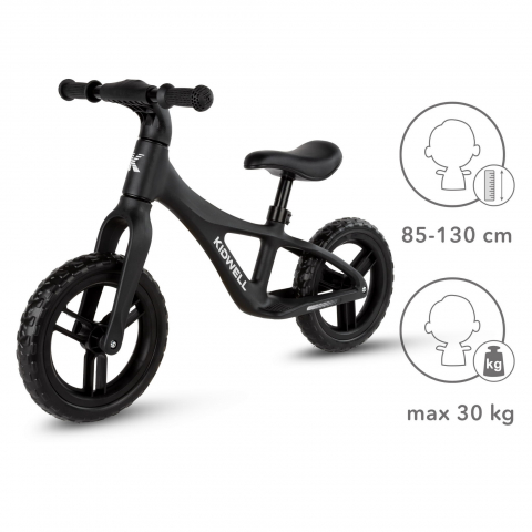 Bicicleta de echilibru fara pedale pentru copii, reglabila si roti Eva, ultra-usoara, Jogo Black [4]