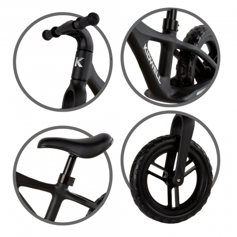 Bicicleta de echilibru fara pedale pentru copii, reglabila si roti Eva, ultra-usoara, Jogo Black [6]