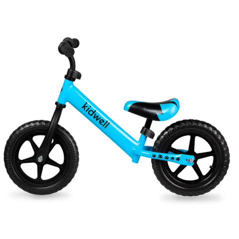 Bicicleta de echilibru fara pedale pentru copii, reglabila si roti late Eva de 12", Rebel Blue, Kidwell [2]