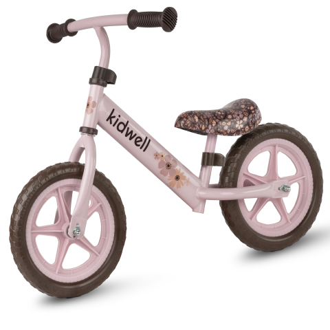 Plimbare & Relaxare - Bicicleta de echilibru fara pedale pentru copii, Kidwell REBEL Flower, 2.64 kg, roți EVA 28 cm, reglabilă, 80–120 cm, max. 30 kg