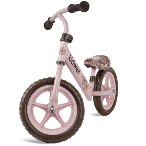 Bicicleta de echilibru fara pedale pentru copii, Kidwell REBEL Flower, 2.64 kg, roți EVA 28 cm, reglabilă, 80–120 cm, max. 30 kg [1]