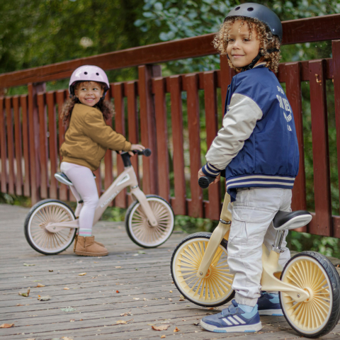 Bicicleta de echilibru fara pedale pentru copii, Kidwell NIX Beige, 3.05 kg, roți PU 29 cm, reglabilă, 80–120 cm, max. 30 kg [10]