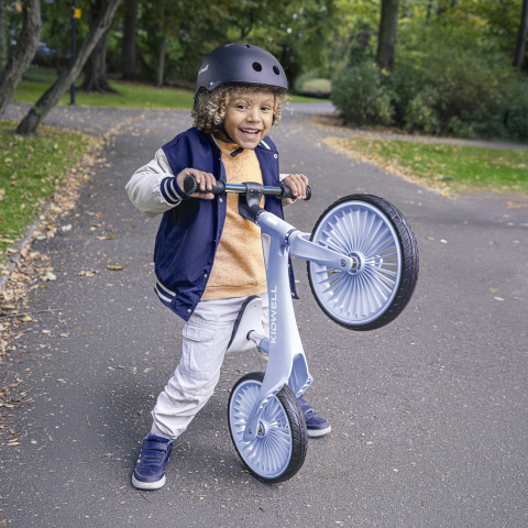 Bicicleta de echilibru fara pedale pentru copii, Kidwell NIX Blue Aura, 3.05 kg, roți PU 29 cm, reglabilă, 80–120 cm, max. 30 kg [8]