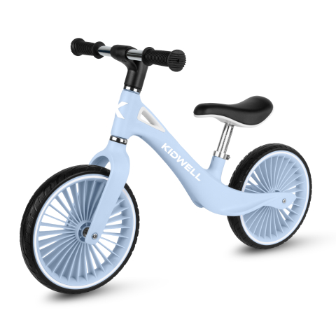 Plimbare & Relaxare - Bicicleta de echilibru fara pedale pentru copii, Kidwell NIX Blue Aura, 3.05 kg, roți PU 29 cm, reglabilă, 80–120 cm, max. 30 kg