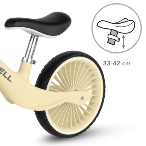 Bicicleta de echilibru fara pedale pentru copii, Kidwell NIX Yellow, 3.05 kg, roți PU 29 cm, reglabilă, 80–120 cm, max. 30 kg [6]