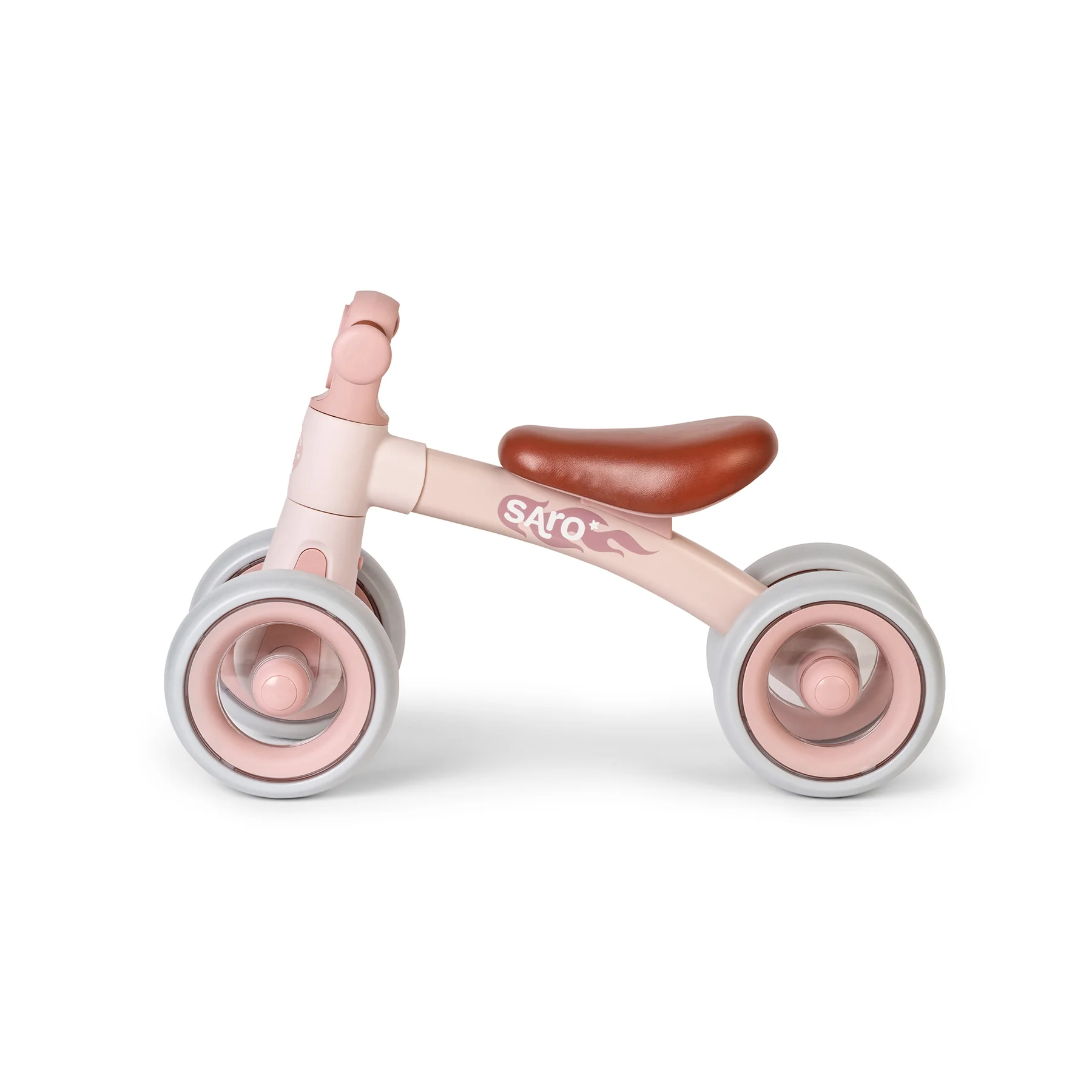 Bicicletă de echilibru Saro “Ride Free” Pink, fără pedale, cu 4 roți pentru stabilitate (2 față + 2 spate), lumină frontală, 12+ luni, max 25 kg [2]