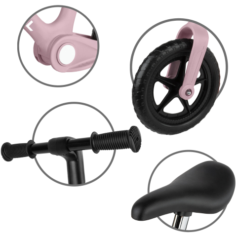 Bicicleta de echilibru fara pedale pentru copii, pliabila, Kidwell FLEX Pink, ultra usoara 2.9 kg, roți EVA 29 cm, reglabilă, 80–120 cm, max. 30 kg [10]