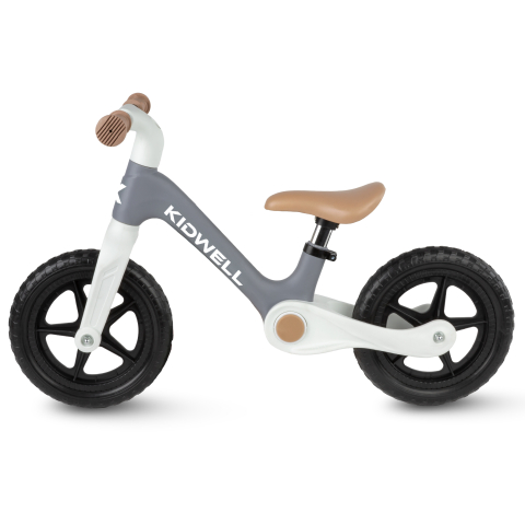 Bicicleta de echilibru fara pedale pentru copii, pliabila, Kidwell FLEX Gray, ultra usoara 2.9 kg, roți EVA 29 cm, reglabilă, 80–120 cm, max. 30 kg [4]