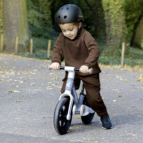 Bicicleta de echilibru fara pedale pentru copii, pliabila, Kidwell FLEX Gray, ultra usoara 2.9 kg, roți EVA 29 cm, reglabilă, 80–120 cm, max. 30 kg [13]