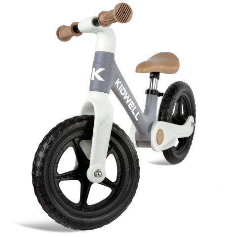 Bicicleta de echilibru fara pedale pentru copii, pliabila, Kidwell FLEX Gray, ultra usoara 2.9 kg, roți EVA 29 cm, reglabilă, 80–120 cm, max. 30 kg [5]