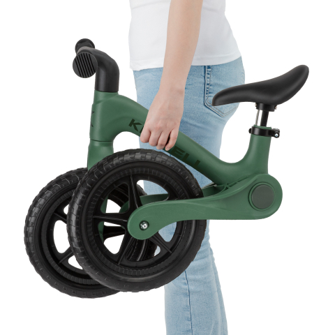 Bicicleta de echilibru fara pedale pentru copii, pliabila, Kidwell FLEX Green, ultra usoara 2.9 kg, roți EVA 29 cm, reglabilă, 80–120 cm, max. 30 kg [11]