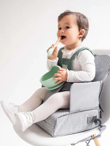 Bol anti-alunecare din silicon alimentar și linguriță, set de 2 piese pentru diversificare, Babyblue [9]