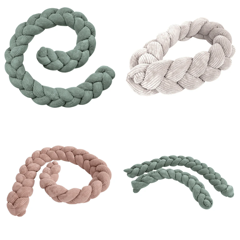 Bumper împletit pentru pătuț – MeowBaby® Aesthetic Power Pink , 200 cm [2]