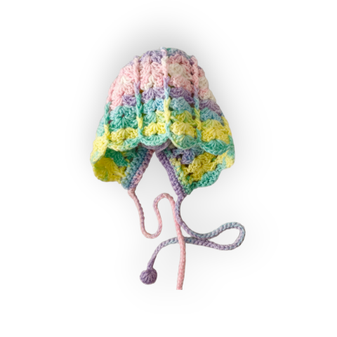 Caciulite Handmade - Căciuliță Bonnet Handmade 0–3 Luni din Bambus – Model 3D Pastel Shell