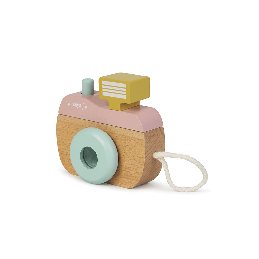 Jucarii din lemn - Camera foto cu caleidoscop, lemn, Pink