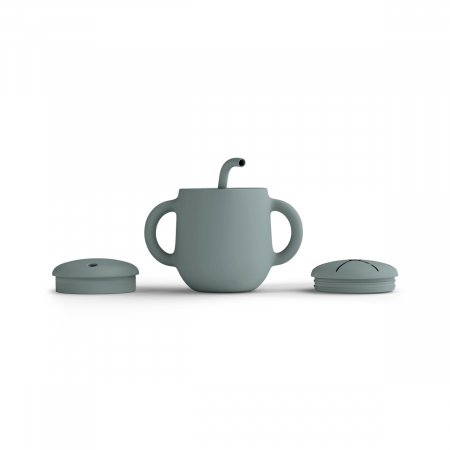 Căni - Cana de antrenament, cu pai flexibil, Din silicon, Fără BPA, BPS, PVC și ftalați  2in1, 250 ml, Blue