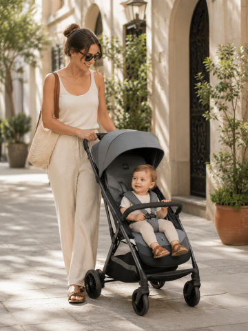 Carucioare sport - Cărucior Sport CAM® Giramondo Grigio Piombo – Ultra-Ușor 5,3kg, Pliere Compactă 64cm, UV 50+, EN 1888 | 0-4 Ani, Max 22kg