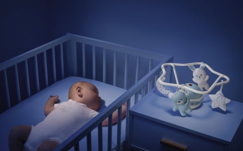 Carusel muzical 3 in 1 Chicco Rainbow cu proiectie, bleu, 0 luni+ [3]