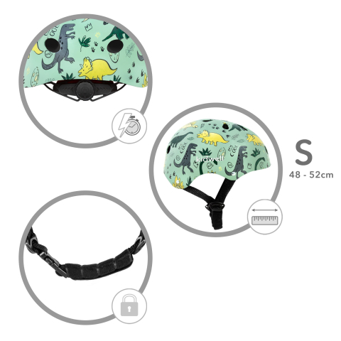 Casca de protectie pentru copii, sistem de reglare, S, 48 la 52 cm, 1 an+, ORIX PLUS Dino , Kidwell [1]
