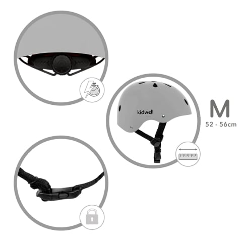 Casca de protectie pentru copii, sistem de reglare, M, 52-56 cm, 3 ani+, Grey Mat, Kidwell [8]