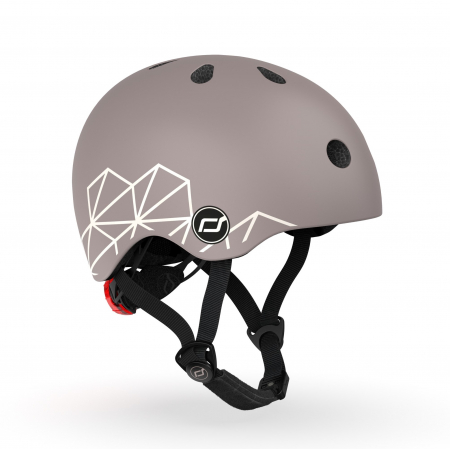 Casca de protectie - Casca de protectie pentru copii, sistem de reglare magnetic cu led, XXS-S, 45-51 cm, 1 an+, Brown Lines, Scoot & Ride