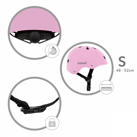 Casca de protectie pentru copii, sistem de reglare, S, 48-52 cm, 1 an+, Orix Pink, Kidwell [8]