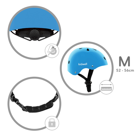 Casca de protectie pentru copii, sistem de reglare, ușoară 260 g, M, 52-56 cm, 3 ani+, ORIX Blue, Kidwell [1]