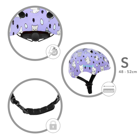 Casca de protectie pentru copii, sistem de reglare, ușoară 260 g, S, 48-52 cm, 1 ani+, ORIX Plus Kitty, Kidwell [9]