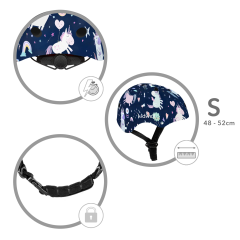 Casca de protectie pentru copii, sistem de reglare, ușoară 260 g, S, 48-52 cm, 1 ani+, ORIX Plus Unicorn, Kidwell [7]