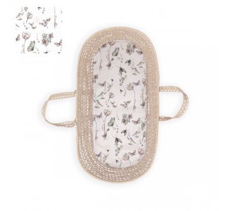 Huse saltea - Cearsaf din bumbac cu elastic pe contur pentru landou si cosulete, Natura