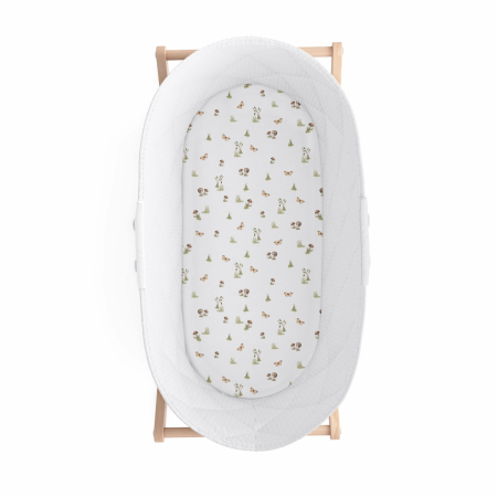 Huse saltea - Cearsaf din bumbac cu elastic pe contur pentru landou si cosulete, Happy
