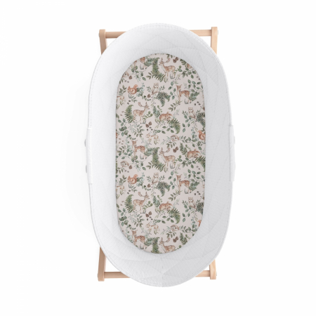 Huse saltea - Cearsaf din bumbac cu elastic pe contur pentru landou si cosulete, Animals Garden