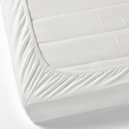 Cearsaf din bumbac jersey cu elastic pe contur 120x60x15 cm, Alb [5]