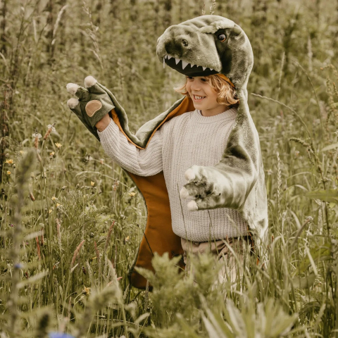 Costum copii Wild & Soft T-Rex – costum animal pluș premium, pelerină de joacă și păturică [8]