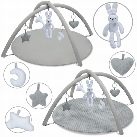 Covoraș de joacă față-verso Kidwell GRACE Bunny cu arcada interactiva, 5 jucării și cutie muzicală în formă de iepuraș [1]