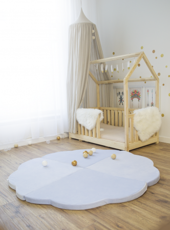 Saltele pentru joaca - Saltea norisor pentru joaca din spuma, Catifea Blue, 160x160cm