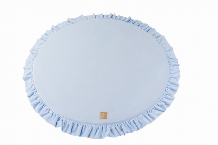 Saltele pentru joaca - Saltea rotunda pentru joaca din spuma, Catifea Babyblue cu volanas, diametru 100 cm