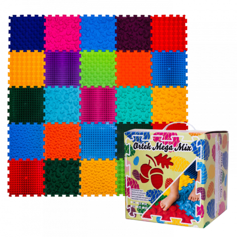 Joaca & Dezvoltare - Covoraș ortopedic Puzzle „Mix” 25 elemente – joacă sănătoasă și reflexoterapie pentru toată familia