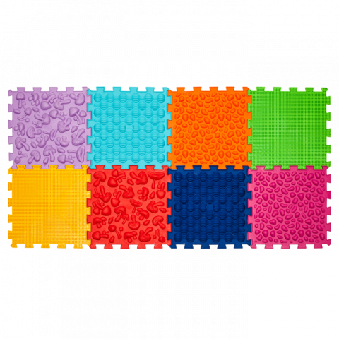 Joaca & Dezvoltare - Covoraș ortopedic Puzzle „Mix” 8 elemente Soft – joacă sănătoasă și reflexoterapie pentru toată familia