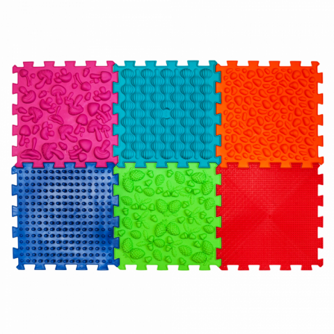 Joaca & Dezvoltare - Covoraș ortopedic Puzzle „Mix” 6 elemente – joacă sănătoasă și reflexoterapie pentru toată familia