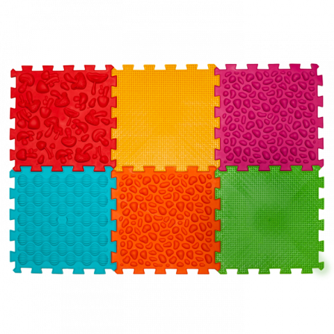 Joaca & Dezvoltare - Covoraș ortopedic Puzzle „Mix” 10 elemente Rigid – masaj intensiv și terapie pentru toată familia