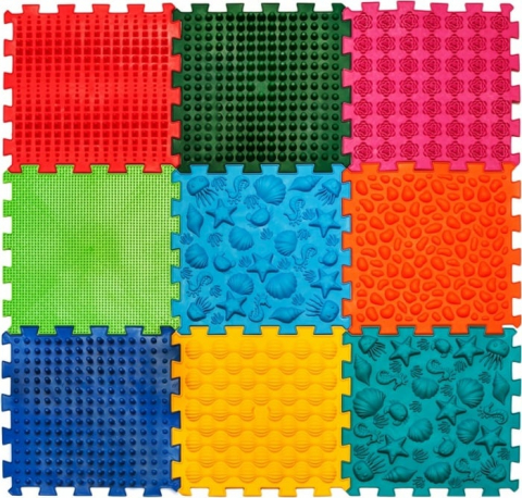 Joaca & Dezvoltare - Covoraș ortopedic Puzzle "Pe fundul mării" 9 elemente – joacă sănătoasă și reflexoterapie pentru toată familia