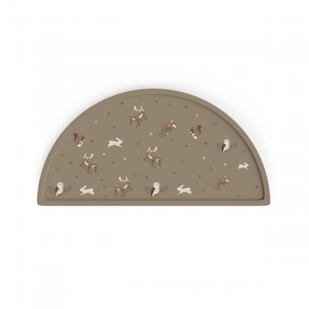 Bebe la masa - Covoras pentru diversificare, Din silicon, Fara BPA, forma semicirculară 45,5 cm și 23 cm, Animals Garden
