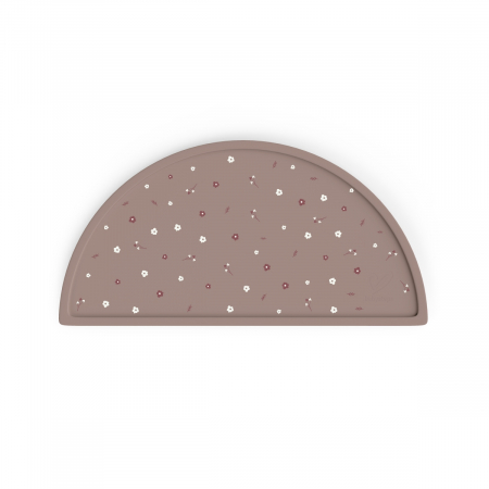 Bebe la masa - Covoras pentru diversificare, Din silicon, Fara BPA, forma semicirculară 45,5 cm și 23 cm, Peony