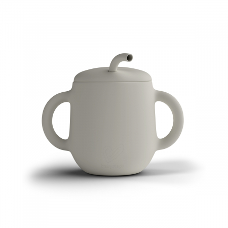 Cana de antrenament, cu pai flexibil, Din silicon, Fără BPA, BPS, PVC și ftalați  2in1, 250 ml, Cream [1]