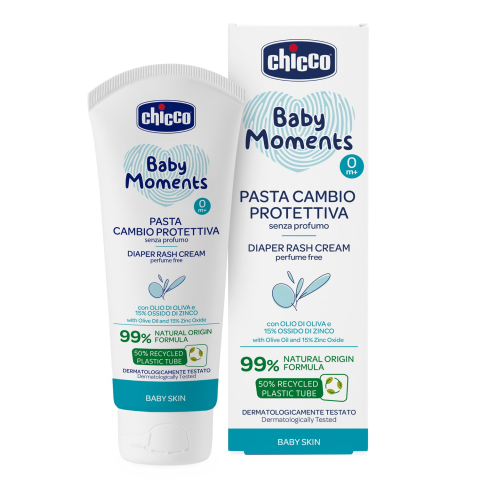 Baie & Ingrijire - Crema reparatoare Chicco Baby Moments impotriva iritatiilor de la scutec, panthenol si oxid de zinc 15%, 0luni+