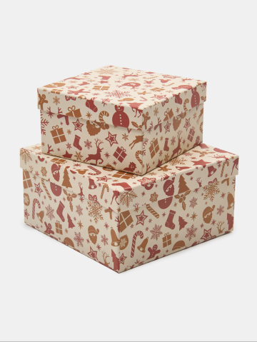 Cutie pentru cadou – 14,5 cm x 14,5 cm x 8 cm Design festiv, ideală pentru surprize de Crăciun [2]