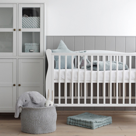 Patut din lemn pentru bebe, inaltime saltea reglabila, Noble Alb + Saltea Cocos 120x60x10 cm [8]
