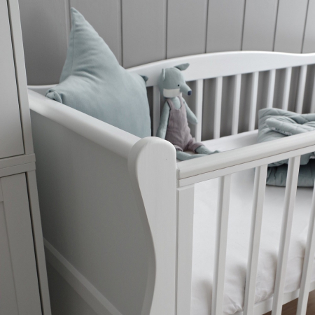 Patut din lemn pentru bebe, inaltime saltea reglabila, Noble Alb + Saltea Cocos 120x60x10 cm [12]